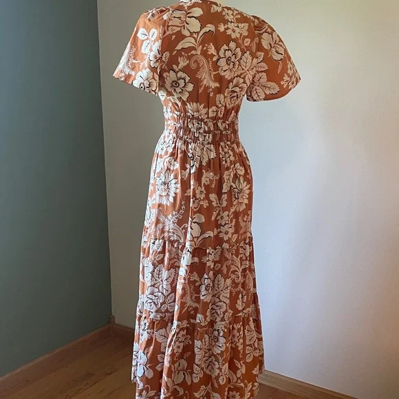 Anthropologie Terracotta Floral Maxi Dress - Picture 5 of 6